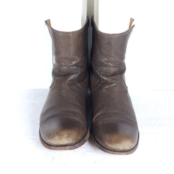 Frye Women's Melissa US8B Brown Leather Back Zip Button Ankle Booties Boots - Picture 3 of 16